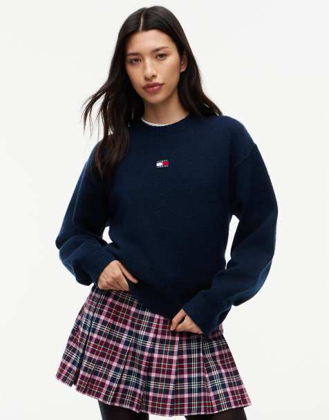 Tommy Jeans Pullover mit Tommy-Badge, flauschig, mit Alpaka in Dunkelblau - view 1