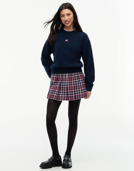 Tommy Jeans Pullover mit Tommy-Badge, flauschig, mit Alpaka in Dunkelblau, 2 von 6