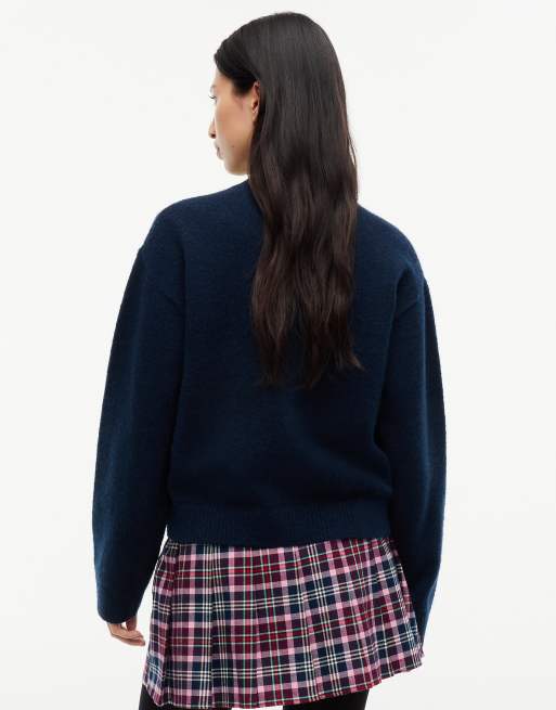 Tommy Jeans Pullover mit Tommy-Badge, flauschig, mit Alpaka in Dunkelblau, 4 von 6