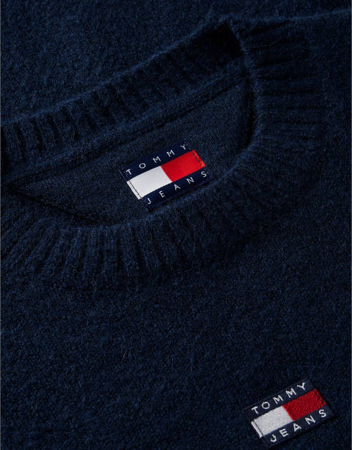 Tommy Jeans Pullover mit Tommy-Badge, flauschig, mit Alpaka in Dunkelblau, 6 von 6