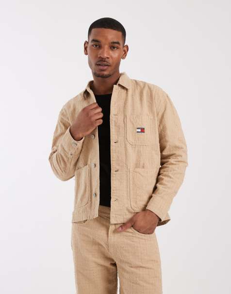 Tommy Jeans punch needle overshirt in beige - view 1