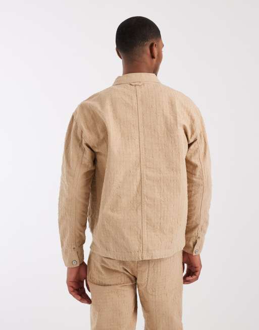 Tommy Jeans punch needle overshirt in beige, 3 of 5