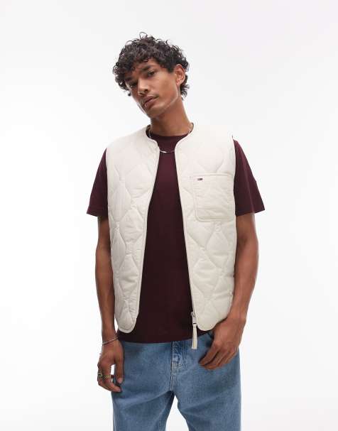 Tommy Jeans quilted vest in beige - view 1