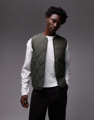 Tommy Jeans Quilted Vest In Green