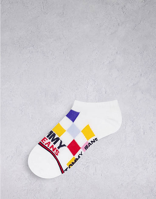 Tommy Jeans racercheck no show socks in white and multi