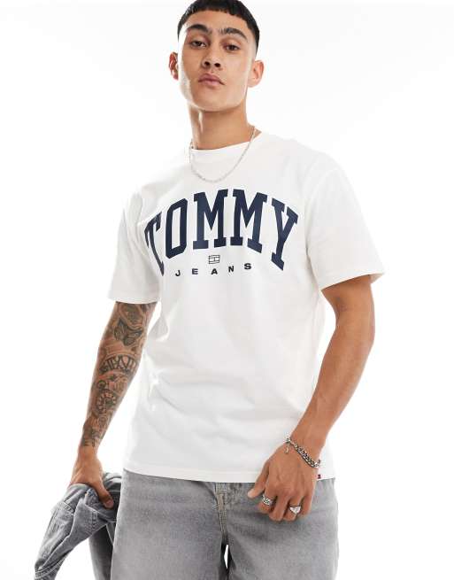 Tommy Jeans - Råhvid T-shirt med collegelogo, 3 af 4