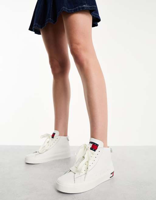 Tommy Jeans - Råhvide flatform-sneakers i vulkaniseret læder