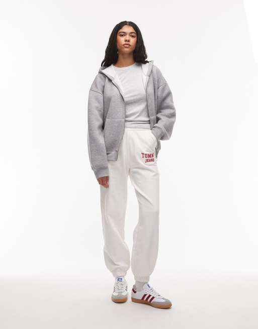 Tommy Jeans - Råhvide joggingbukser med rødt college-logoprint, 3 af 5