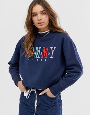 tommy jeans multicolor logo hoodie sweatshirt