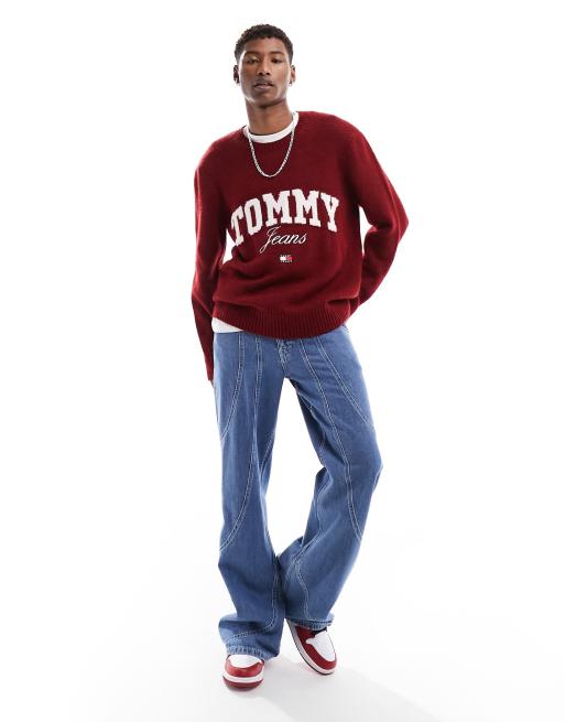 Tommy Jeans - Rød afslappet trøje med nyt collegelogo, 4 af 4