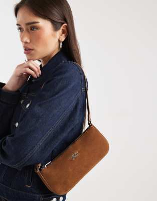 Tommy Jeans Real Suede Shoulder Bag In Neutral