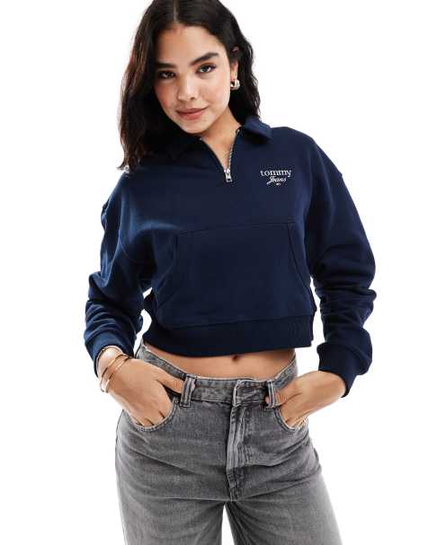 Tommy Jeans - Recht sweatshirt met halve rits in marineblauw - view 1