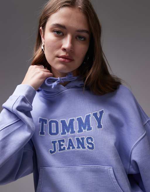 Tommy Jeans - Rechte hoodie met varsity logo in blauw, 2 van 4
