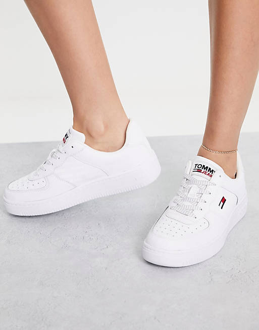 fiction Terrible news Tommy Jeans reflective basket sneakers in white | ASOS