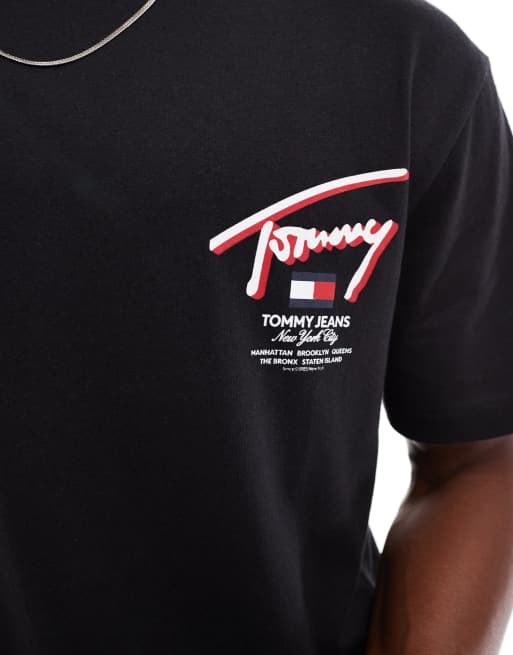 Tommy Jeans regular 3d street signature t-shirt in black, 3 of 4