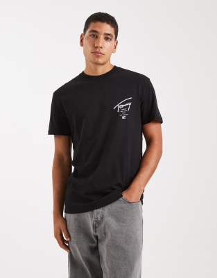 Tommy Jeans Regular Back Print Signature T-shirt In Black