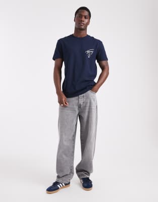 Tommy Jeans Regular Back Print Signature T-shirt In Blue