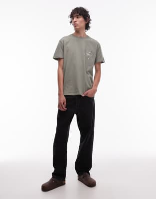 Tommy Jeans Regular Back Print Signature T-shirt In Gray