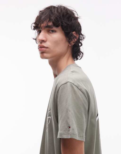 Tommy Jeans regular back print signature t-shirt in sage green, 4 of 5