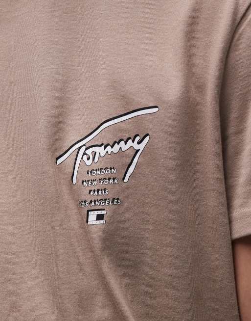 Tommy Jeans regular back print signature t-shirt in taupe, 5 of 5