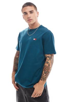 regular badge logo T-shirt in peacock blue-Green