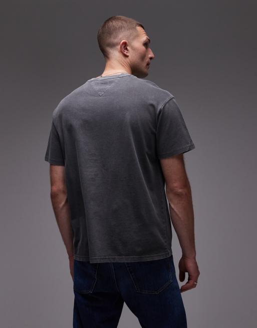 Tommy Jeans unisex regular badge t-shirt in washed black