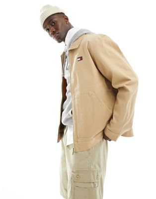 Tommy Jeans Regular Cotton Jacket In Sand-neutral