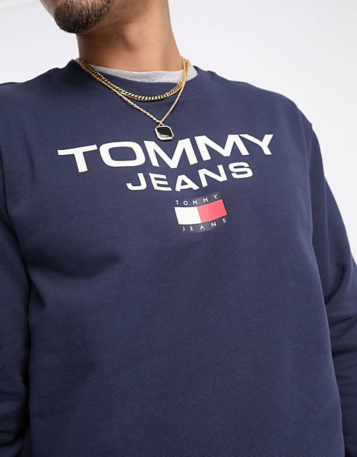 Tommy Jeans regular entry crewneck sweatshirt in navy | ASOS