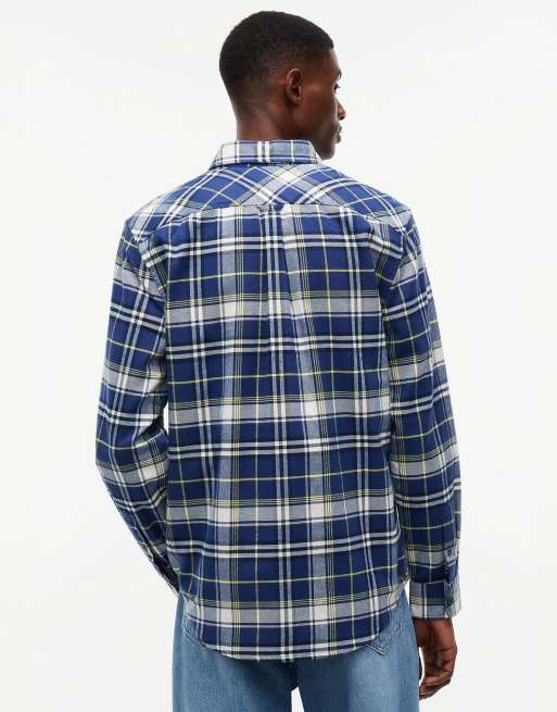Tommy Jeans Regular fit check brushed flannel shirt in basic navy check, 4 of 6