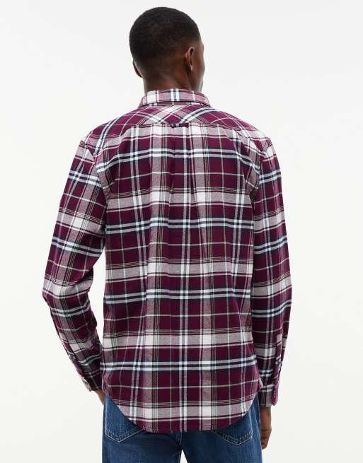 Tommy Jeans Regular fit check brushed flannel shirt in calypso berry check, 4 of 6