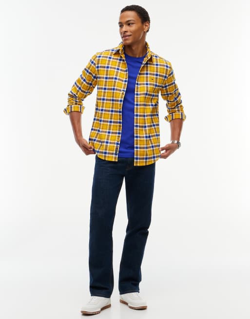 Tommy Jeans Regular fit check brushed flannel shirt in countryside yellow check, 2 of 6