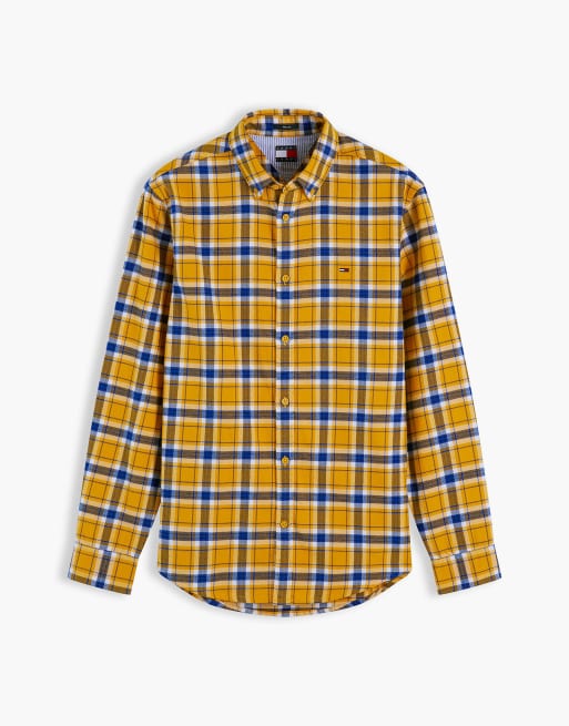 Tommy Jeans Regular fit check brushed flannel shirt in countryside yellow check, 5 of 6