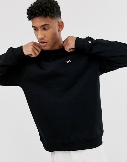 Tommy Jeans regular fit classic sweatshirt in black with small icon logo