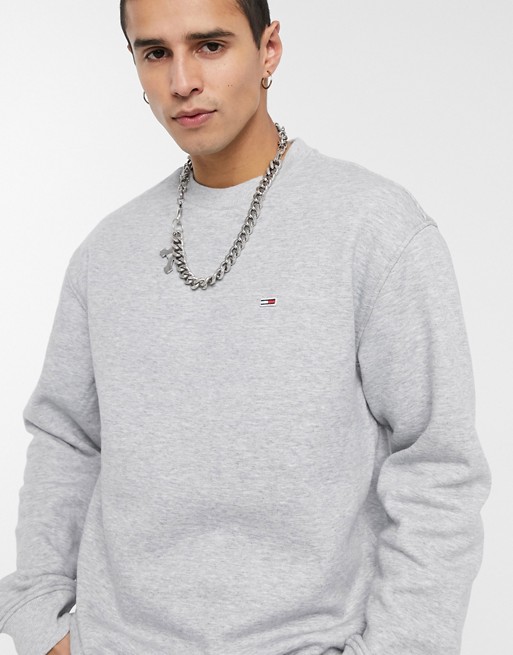 Tommy Jeans regular fit classic sweatshirt in grey with small icon logo