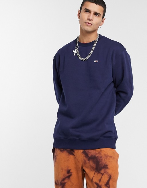 Tommy Jeans regular fit classic sweatshirt in navy with small icon logo