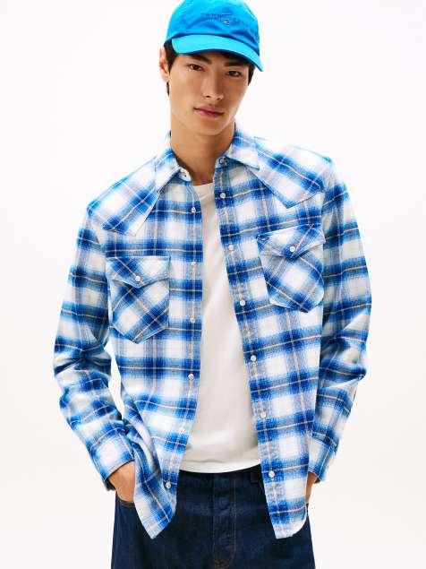 Tommy Jeans Regular fit flannel check western shirt in multi - view 1