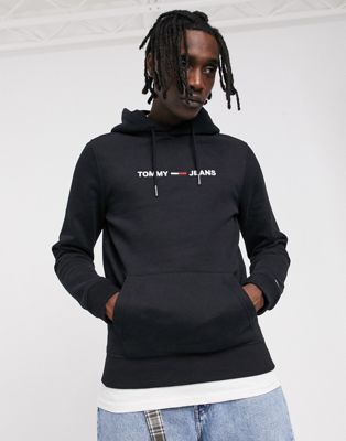 Tommy Jeans regular fit hoodie in black with small chest logo | ASOS