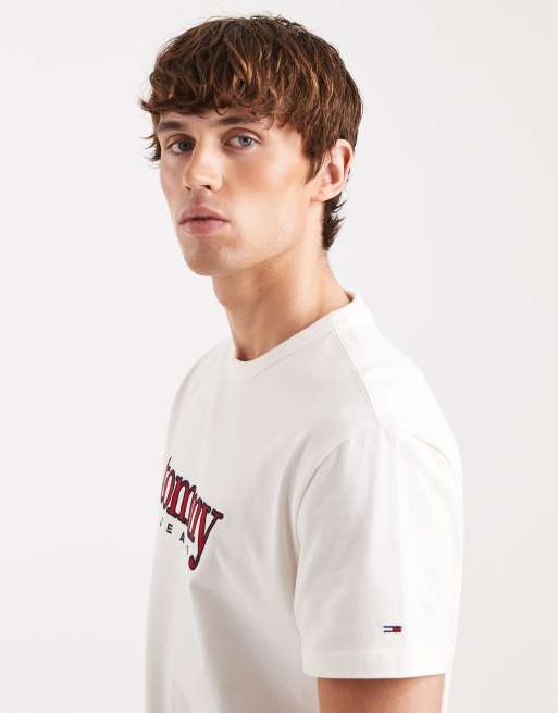 Tommy Jeans - Regular-fit T-shirt met appliqué logo in wit, 3 van 5
