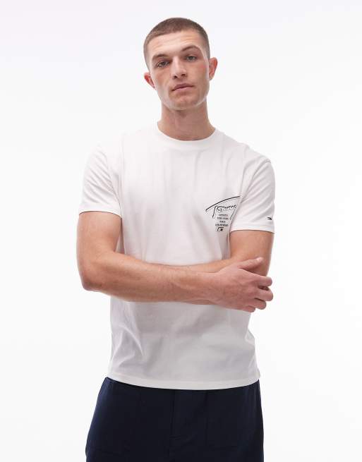 Tommy Jeans - Regular-fit T-shirt met signature print op de achterkant in wit, 3 van 5