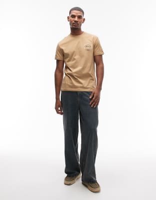 Tommy Jeans Regular Flag Logo With Signature Detail T-shirt In Brown