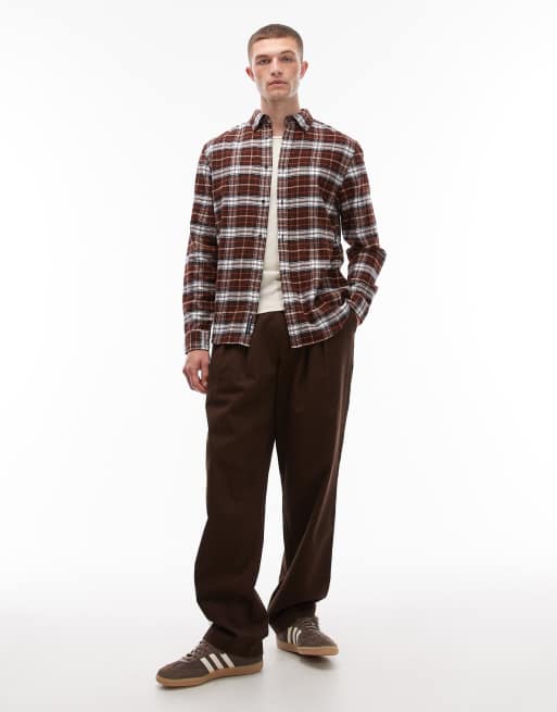 Tommy Jeans regular flannel shirt in dark red check, 2 of 5