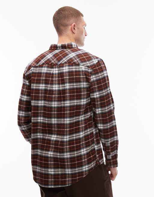 Tommy Jeans regular flannel shirt in dark red check, 3 of 5