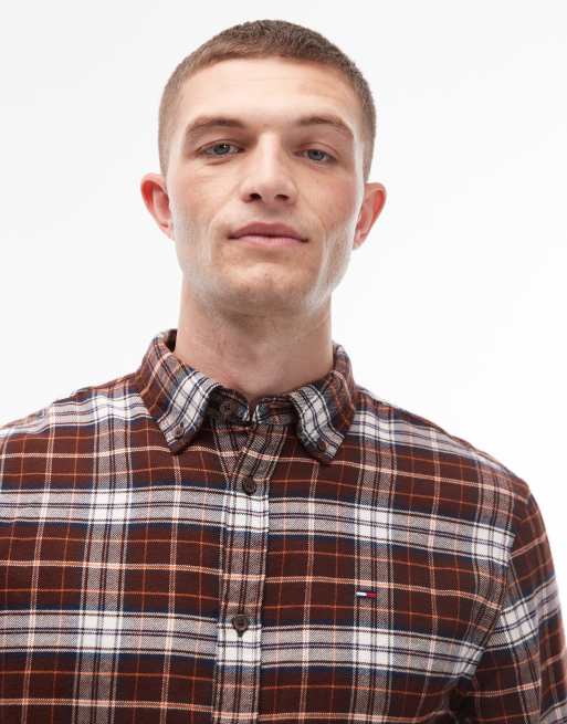 Tommy Jeans regular flannel shirt in dark red check, 5 of 5