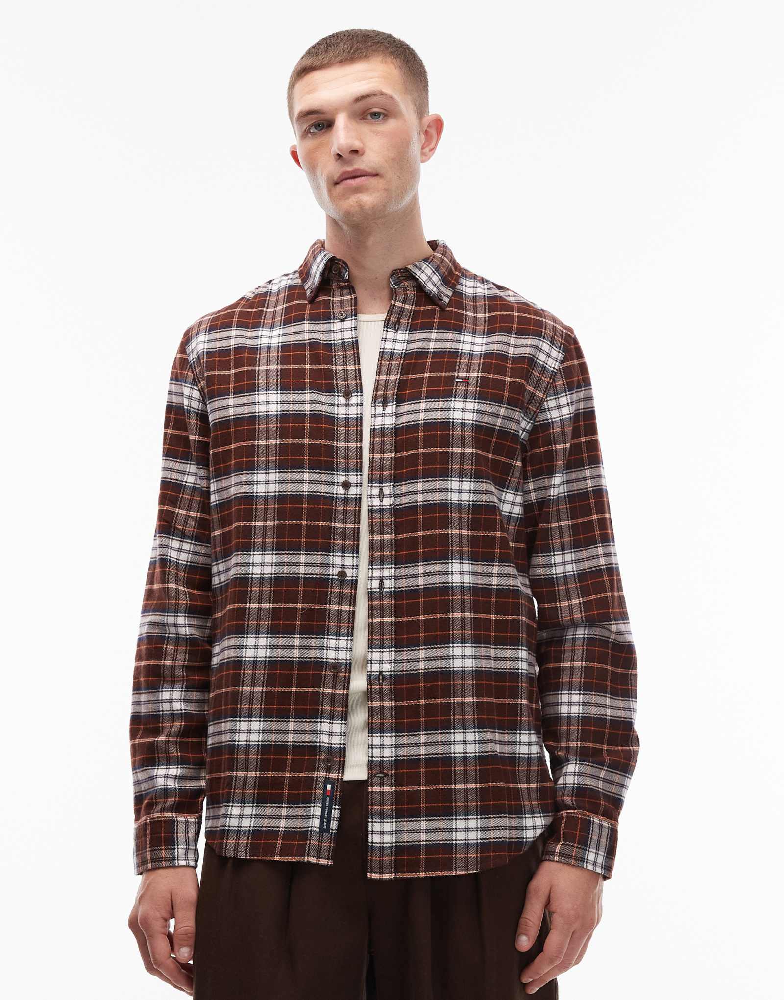 Обычная фланелевая рубашка Tommy Jeans в темно-красную клетку