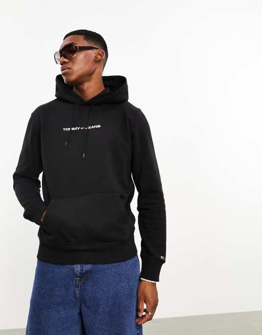 Tommy Jeans LINEAR HOODIE - Sweatshirt - black 