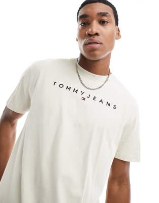 Tommy Jeans regular linear logo t-shirt in beige