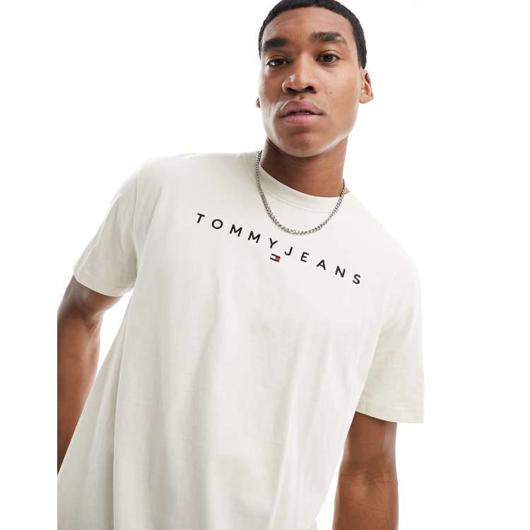 Tommy jeans coloured lines logo store tee white