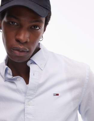 Tommy Jeans Regular Linen Shirt In Blue