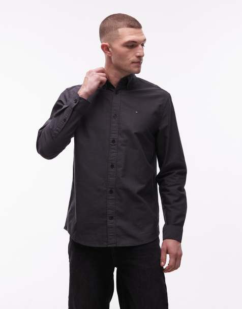 Tommy Jeans regular long sleeve oxford shirt in black - view 1