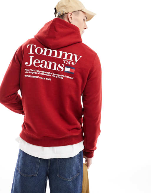 Tommy Jeans regular modern logo hoodie in red